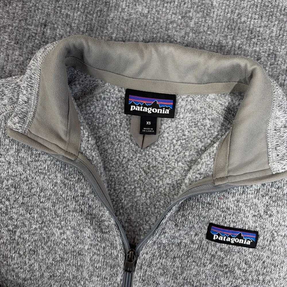 Patagonia Jacket‎ Womens XS Gray Better Sweater Fleece 1/4 Zip Pullover Logo
